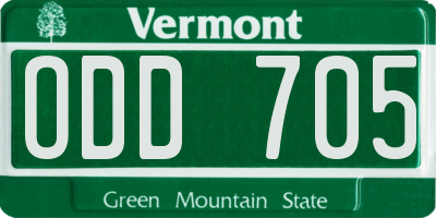 VT license plate ODD705