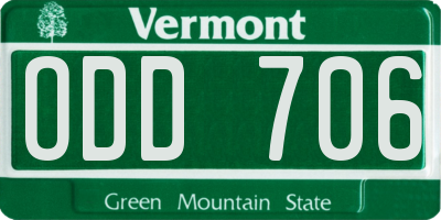 VT license plate ODD706