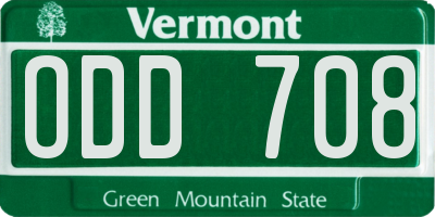 VT license plate ODD708