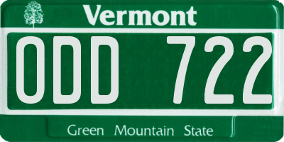VT license plate ODD722