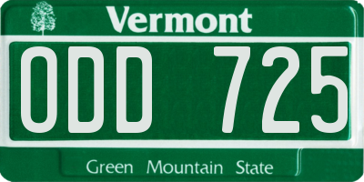 VT license plate ODD725