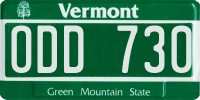 VT license plate ODD730