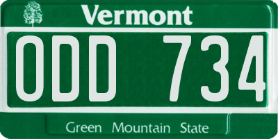 VT license plate ODD734