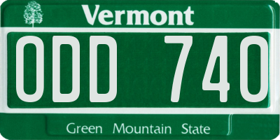 VT license plate ODD740