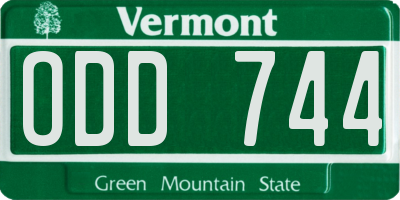 VT license plate ODD744