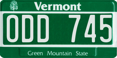 VT license plate ODD745