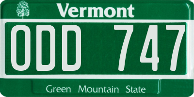 VT license plate ODD747