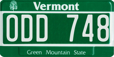 VT license plate ODD748