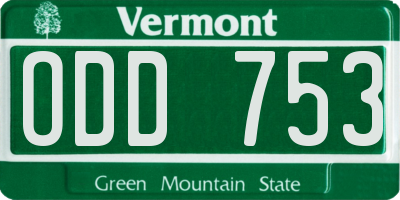 VT license plate ODD753