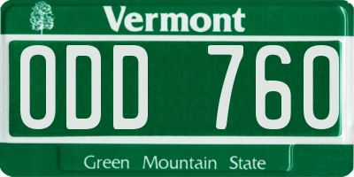 VT license plate ODD760