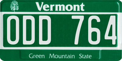 VT license plate ODD764