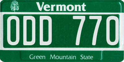 VT license plate ODD770