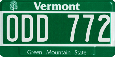 VT license plate ODD772