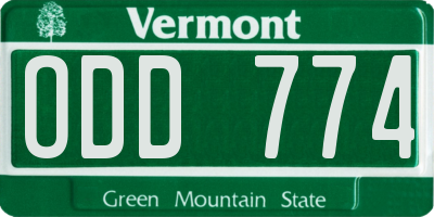 VT license plate ODD774