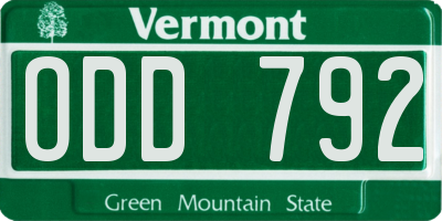 VT license plate ODD792