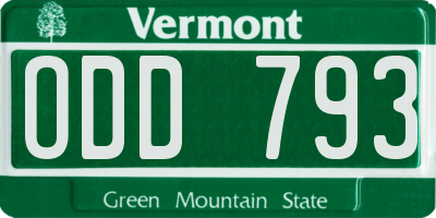 VT license plate ODD793