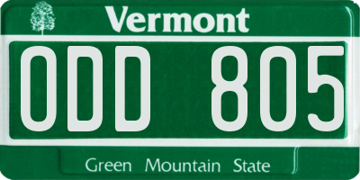 VT license plate ODD805
