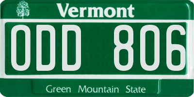 VT license plate ODD806