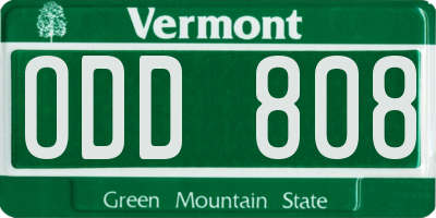 VT license plate ODD808