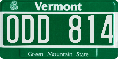 VT license plate ODD814