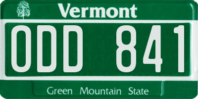 VT license plate ODD841