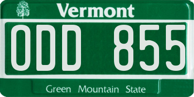 VT license plate ODD855