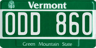 VT license plate ODD860