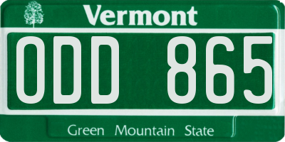 VT license plate ODD865