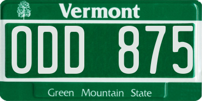 VT license plate ODD875