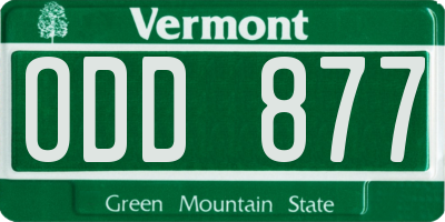 VT license plate ODD877