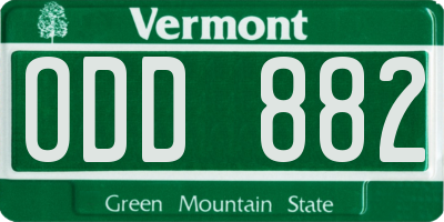 VT license plate ODD882