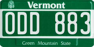 VT license plate ODD883