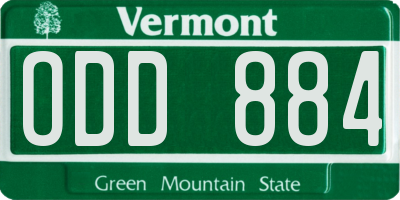 VT license plate ODD884