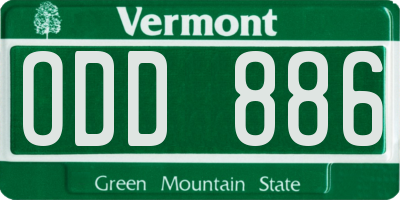 VT license plate ODD886