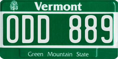 VT license plate ODD889