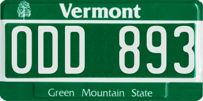 VT license plate ODD893
