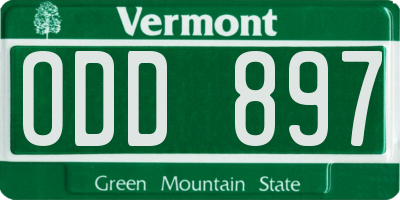 VT license plate ODD897
