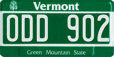 VT license plate ODD902