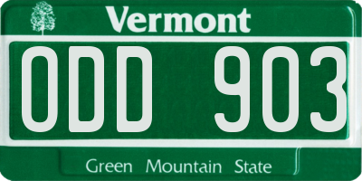VT license plate ODD903