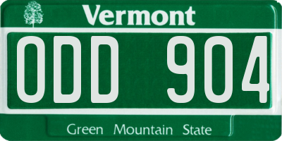 VT license plate ODD904