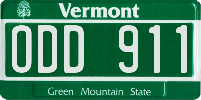 VT license plate ODD911