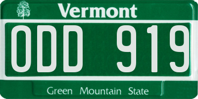 VT license plate ODD919
