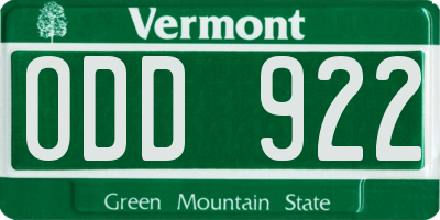 VT license plate ODD922
