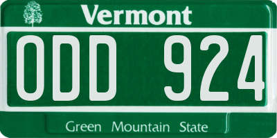 VT license plate ODD924