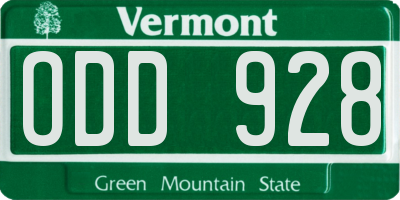 VT license plate ODD928