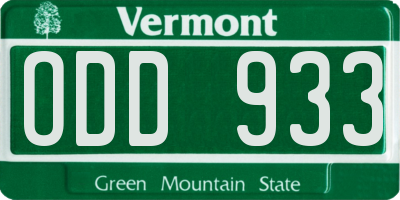 VT license plate ODD933