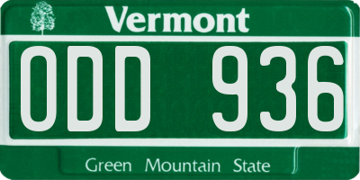 VT license plate ODD936
