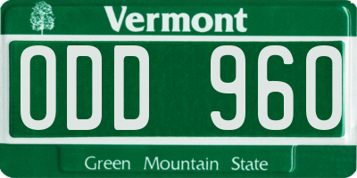 VT license plate ODD960