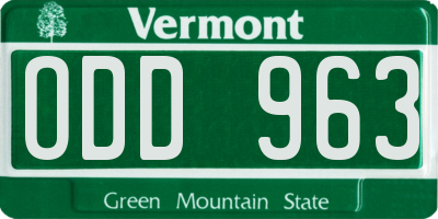 VT license plate ODD963