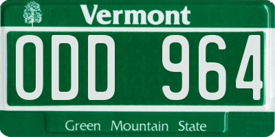 VT license plate ODD964